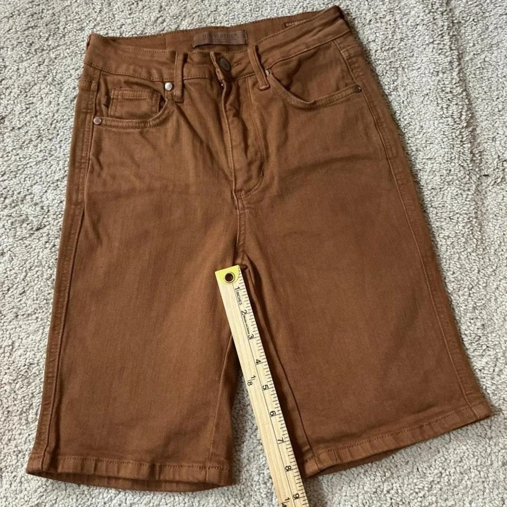 Judy Blue High Rise Garment Dyed‎ Bermuda Shorts Brown Size S